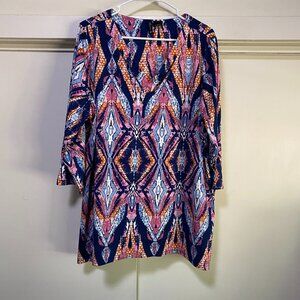 New Directions Curvy 3/4 length sleeve, asymmetrical tunic, size 2X